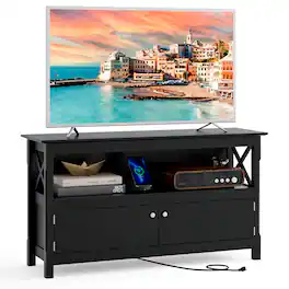 Ecooso - 44 Inch Wooden Storage Cabinet TV Stand - Black