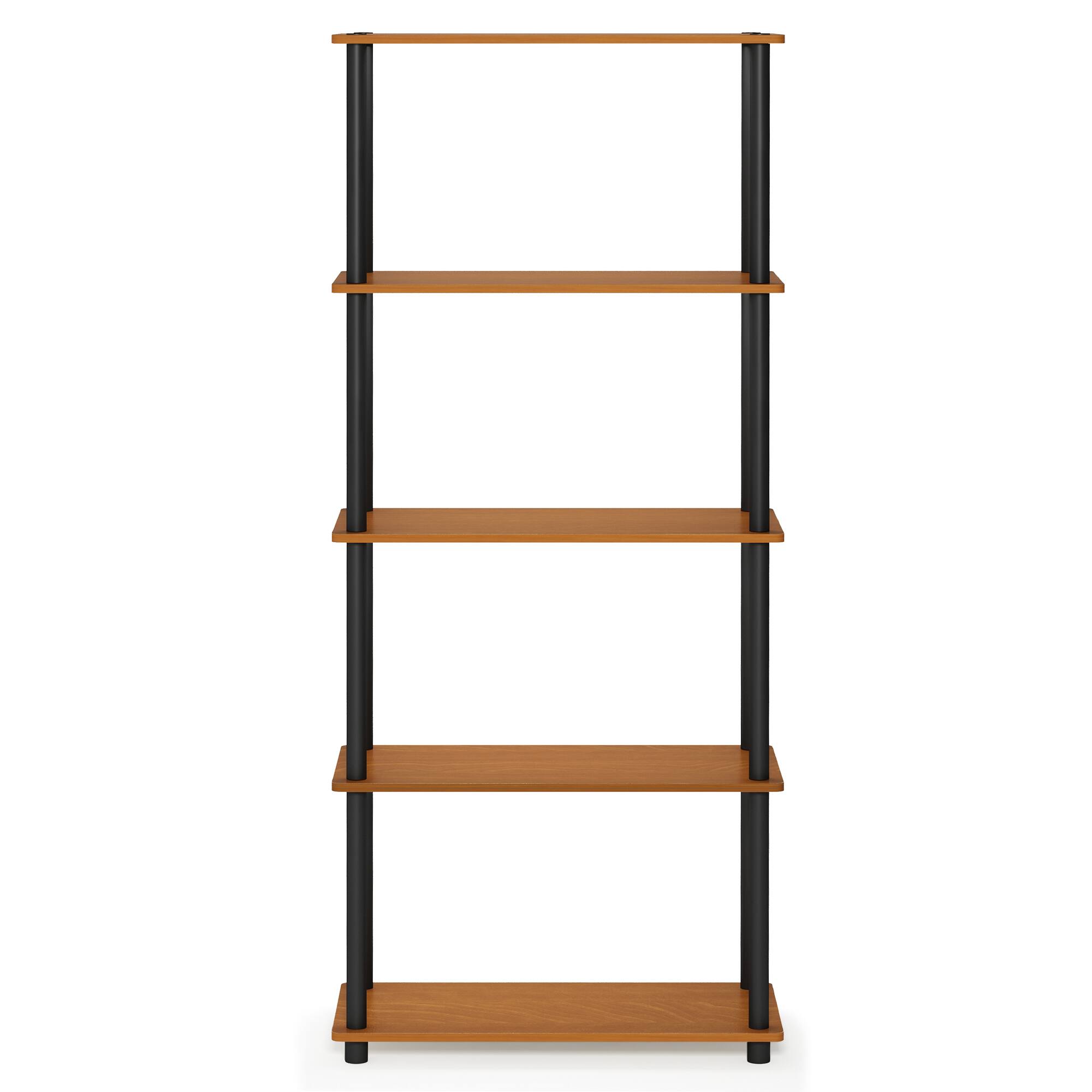 Alt View 2. Furinno - Turn-N-Tube 5-Tier Multipurpose Shelf Display Rack, Light Cherry/Black - Light Cherry/Black.