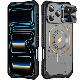 UUCOVER - Magnetic Case for Apple iPhone 18 Pro,Shockproof TPU+PC Case Compatible with MagSafe Rugged Sliding Lens Cover - Gray