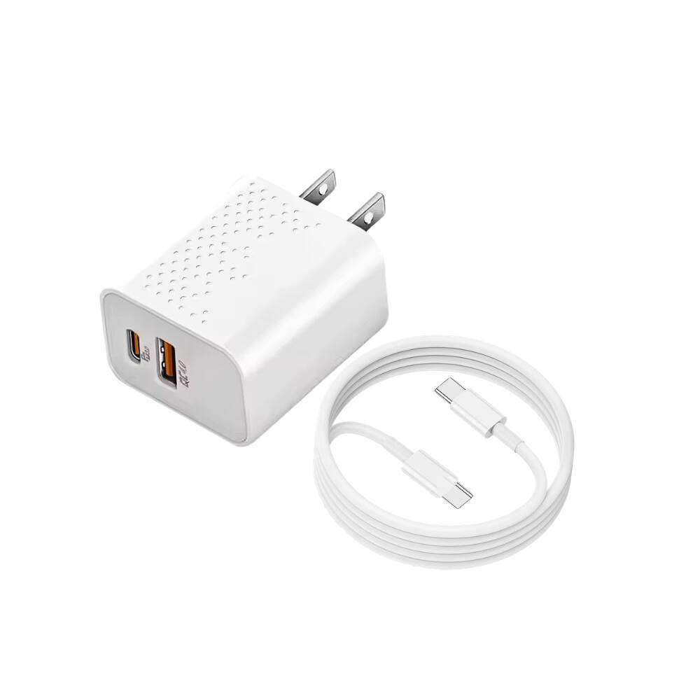 Alt View 4. Qixxronics - 35W Type C Fast Charging Block, 3ft Android Phone Charger Cable for Samsung Galaxy, OnePlus, Motorola, LG, Z Flip/Z Fold - White.