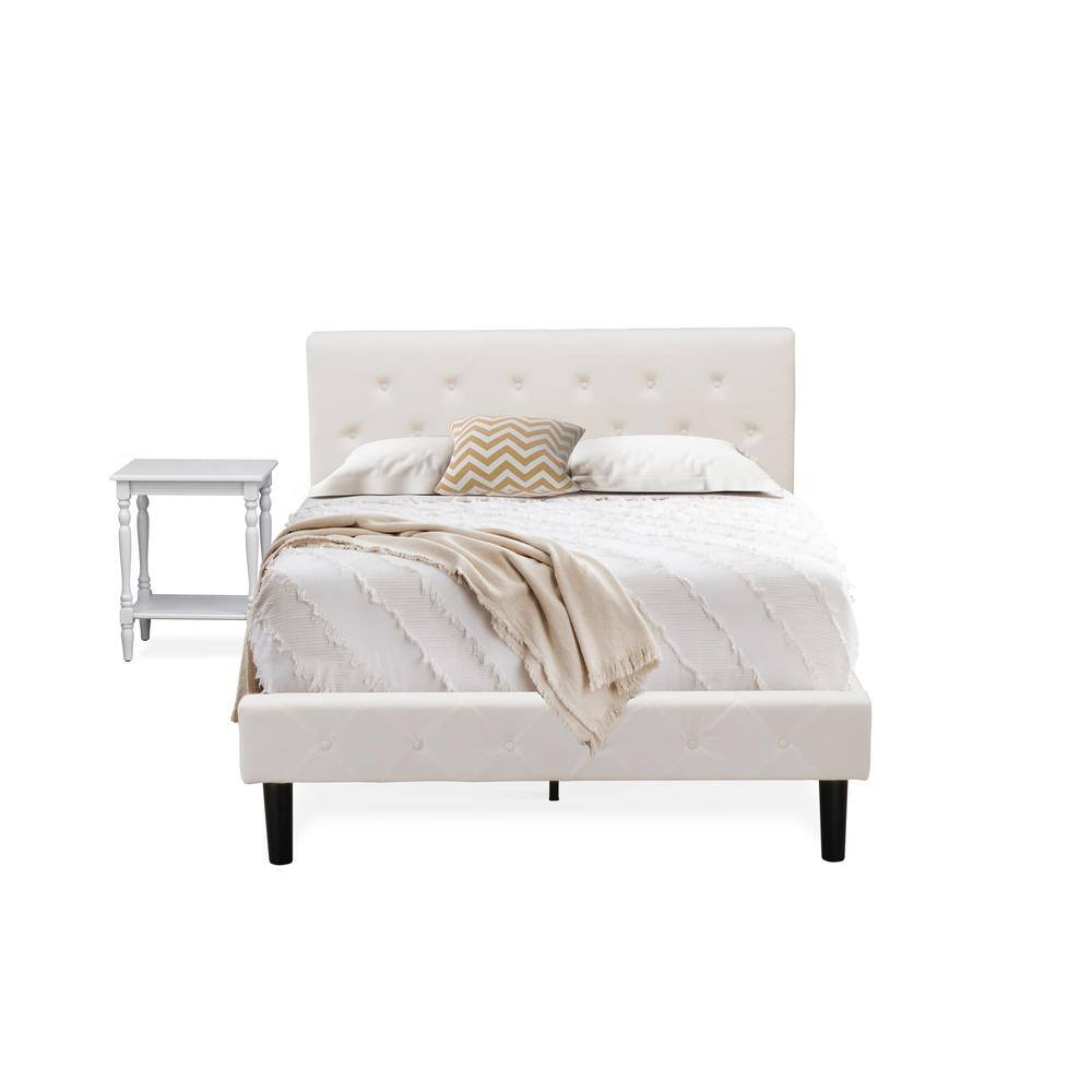 Alt View 4. East West Furniture - NL19F-1BF14 2 Piece Bedroom Set - 1 Full Bed White Velvet Fabric Headboard and 1 Nightstand Bedroom - Urban Gray Finish - White Velvet.