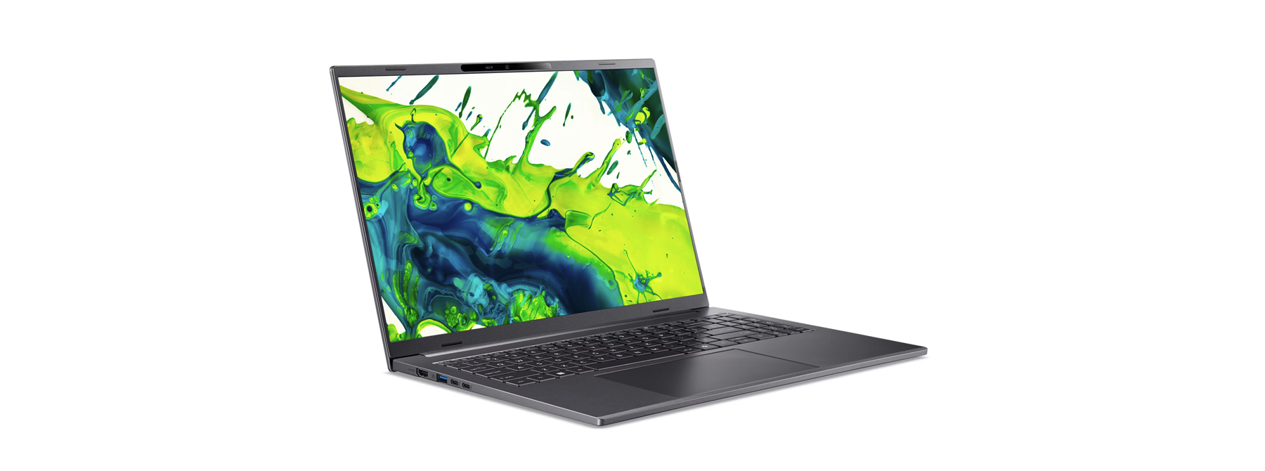 Left. Acer - Aspire 16 AI 16" WUXGA Touchscreen Intel Core Ultra 5 226V 16GB 1TB SSD Windows 11 Home - Iron.
