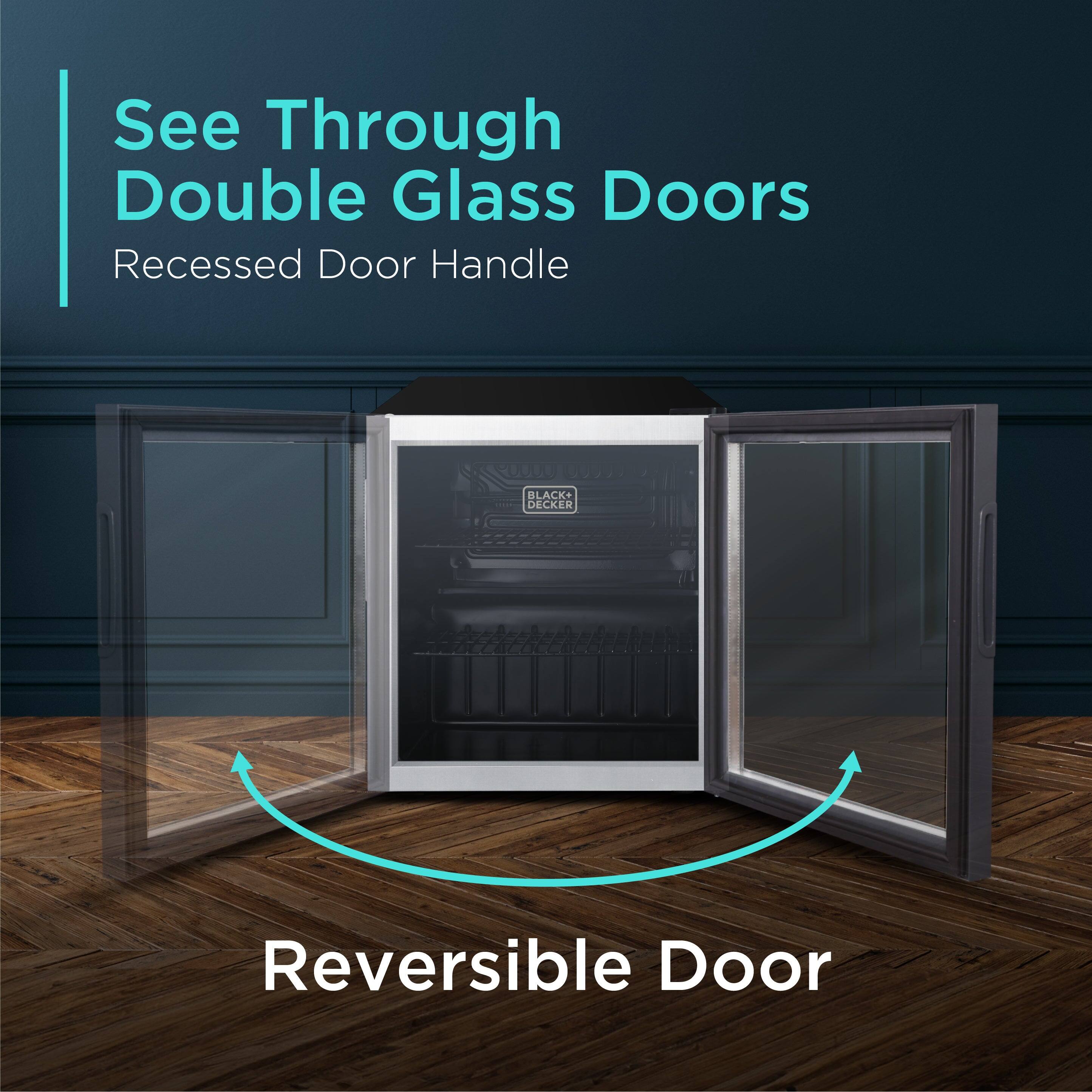 See Through Double Glass Doors, Recessed Door Handle, Reversible Door