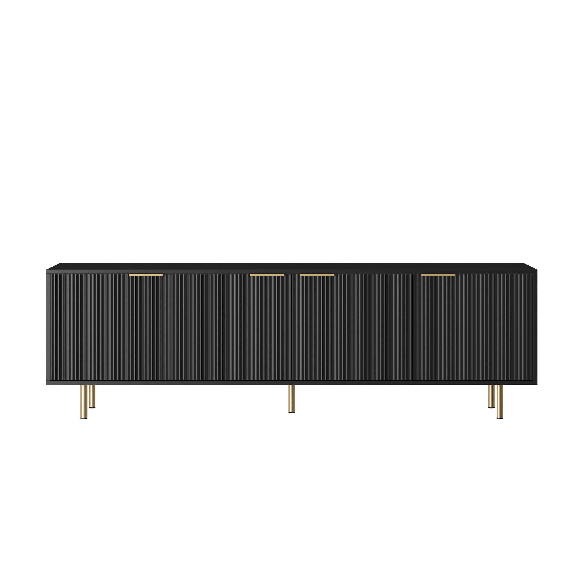 Alt View 1. Z-Edge - Fluted TV Stand for Tvs up to 65", TV Stand with 4 Storage Doors, Entertainment Center TV Media Console for Living Room - Black.