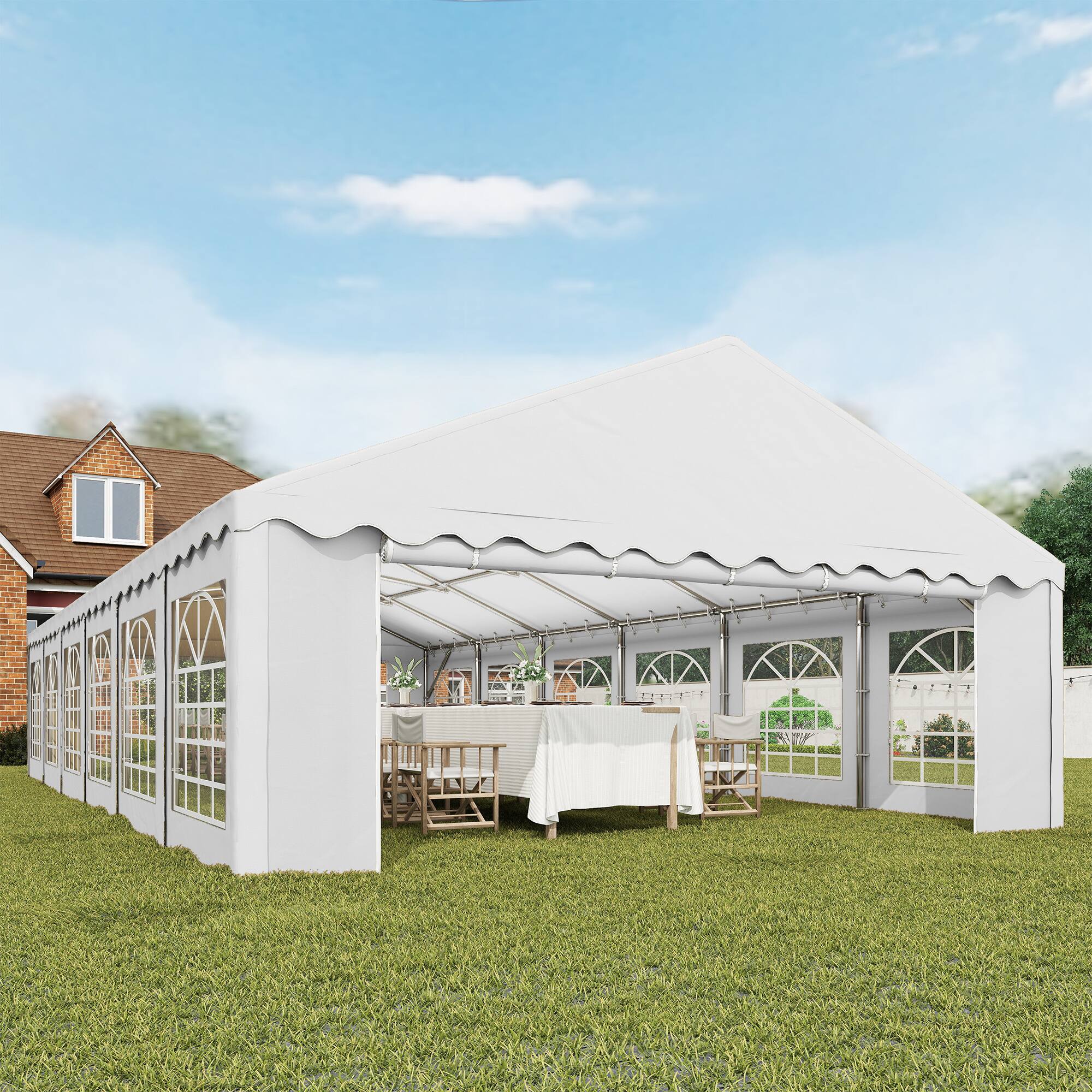 Alt View 8. Outsunny - x 40' Party Tent, Outdoor Canopy Tent with Removable Sidewalls, 12 Windows for Parties, Wedding, Events - White.