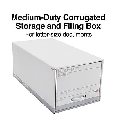 Medium-Duty Corrugated Storage and Filing Box  
For letter-size documents  

MEDIUM DUTY  
CONTENTS