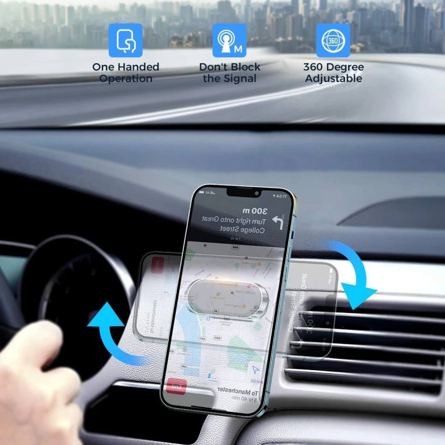 Sure, here is the corrected and grouped text:

- One Handed Operation
- Don't Block the Signal
- 360 Degree Adjustable

- M 360
- One Handed Operation
- Don't Block the Signal
- 360 Degree Adjustable

- 360
- M
- 360 Degree Adjustable

- 11:54
- m 300
- Great onto right Turn Street College H
- M - EQ " ReoTA Great Street otnotr = College 0CE 7
- Manchester To ries 40 at E