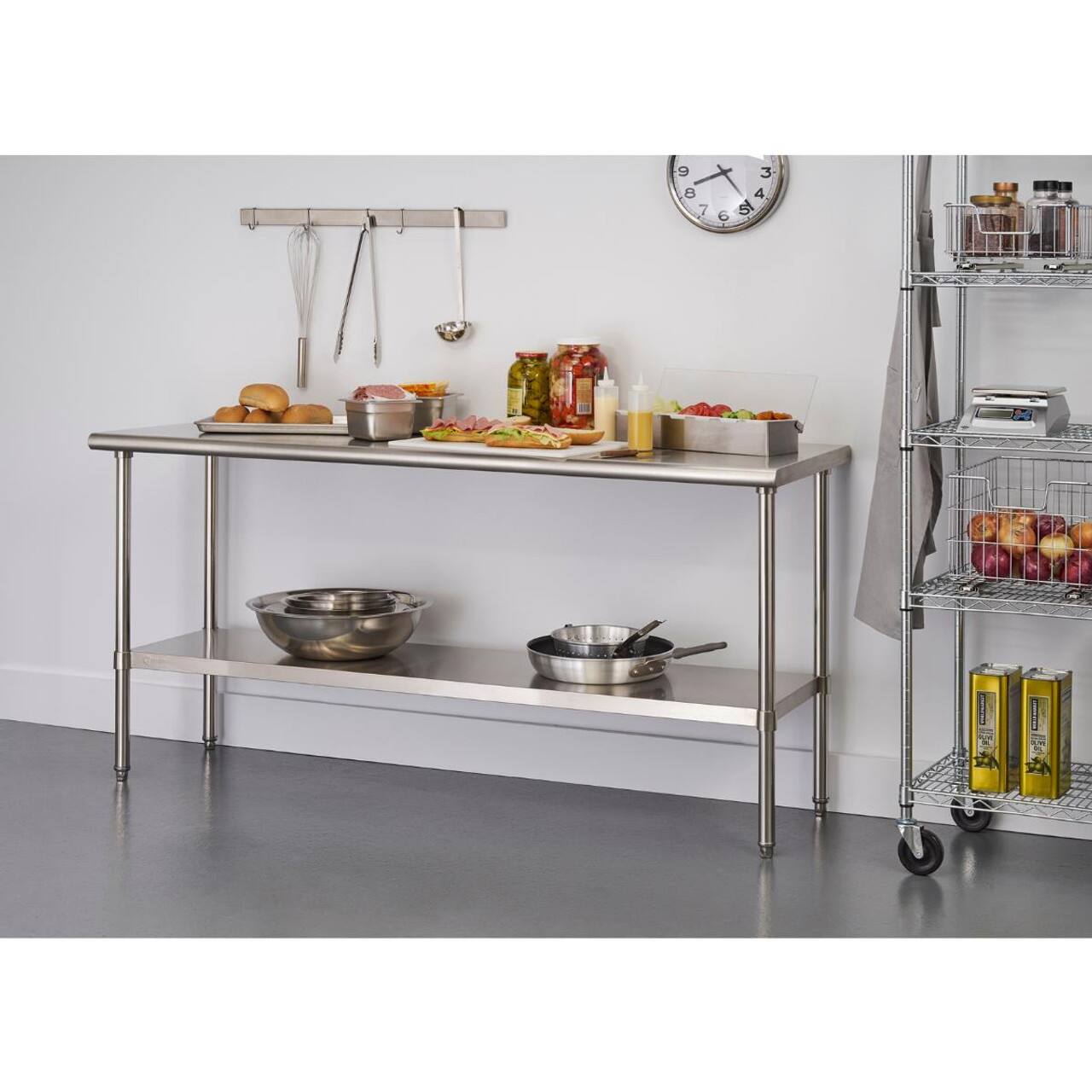 Angle. TRINITY - TRINITY EcoStorage® | 72x24x35 | Stainless Steel Workbench | NSF - Stainless Steel.