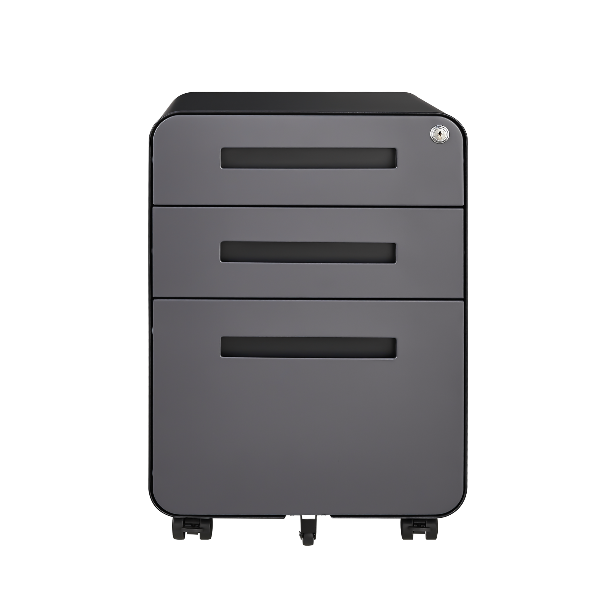 Alt View 4. Ecooso - 3 Drawer Mobile File Cabinet, Simple Rolling Office File Storage Organizer with Anti-Tilt Design and Steel Material - DARK GREY.