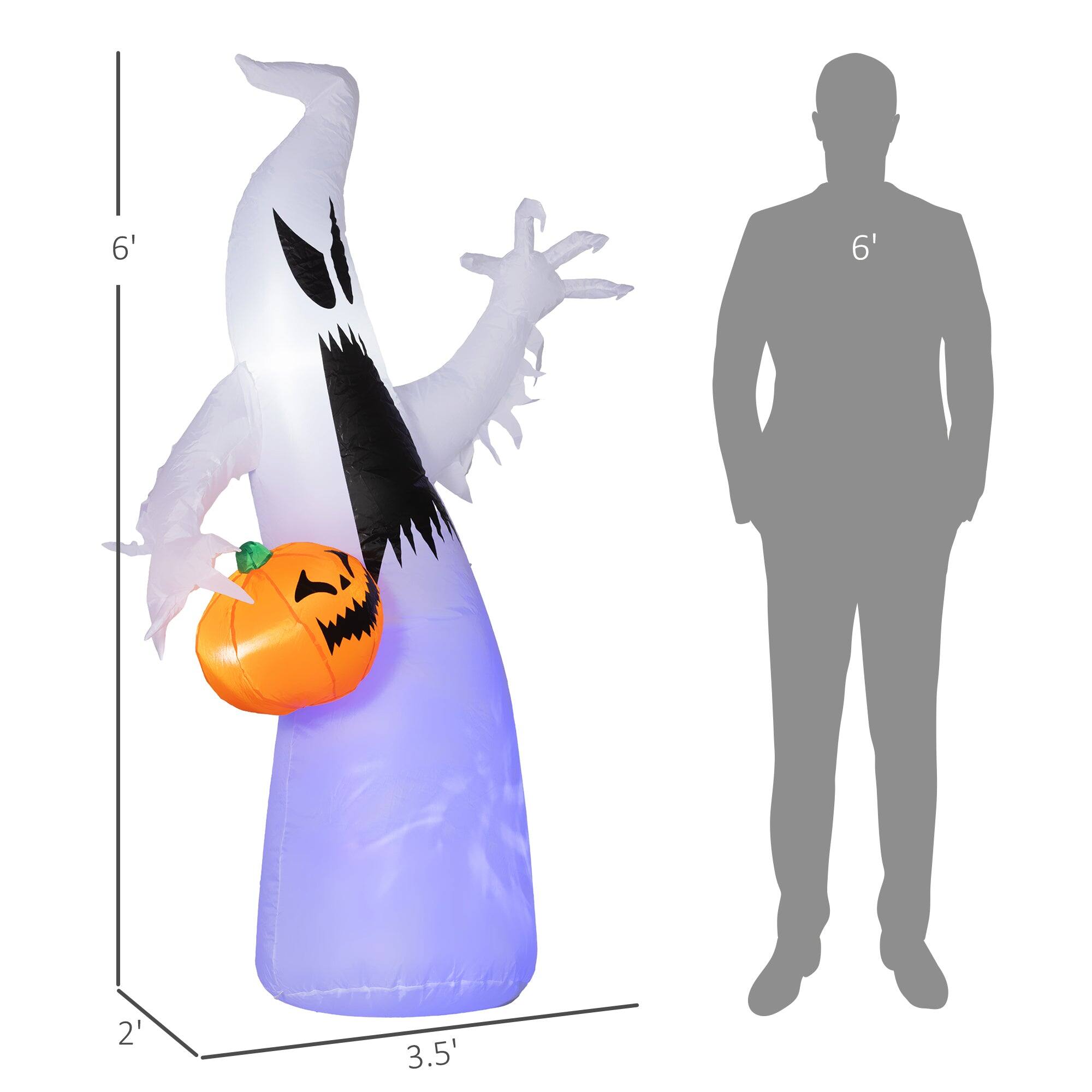 Alt View 2. Boyel Living - 5.9ft Halloween Inflatable Ghost with Pumpkin Purple Lighted Waterproof Yard Decoration with LED - White.