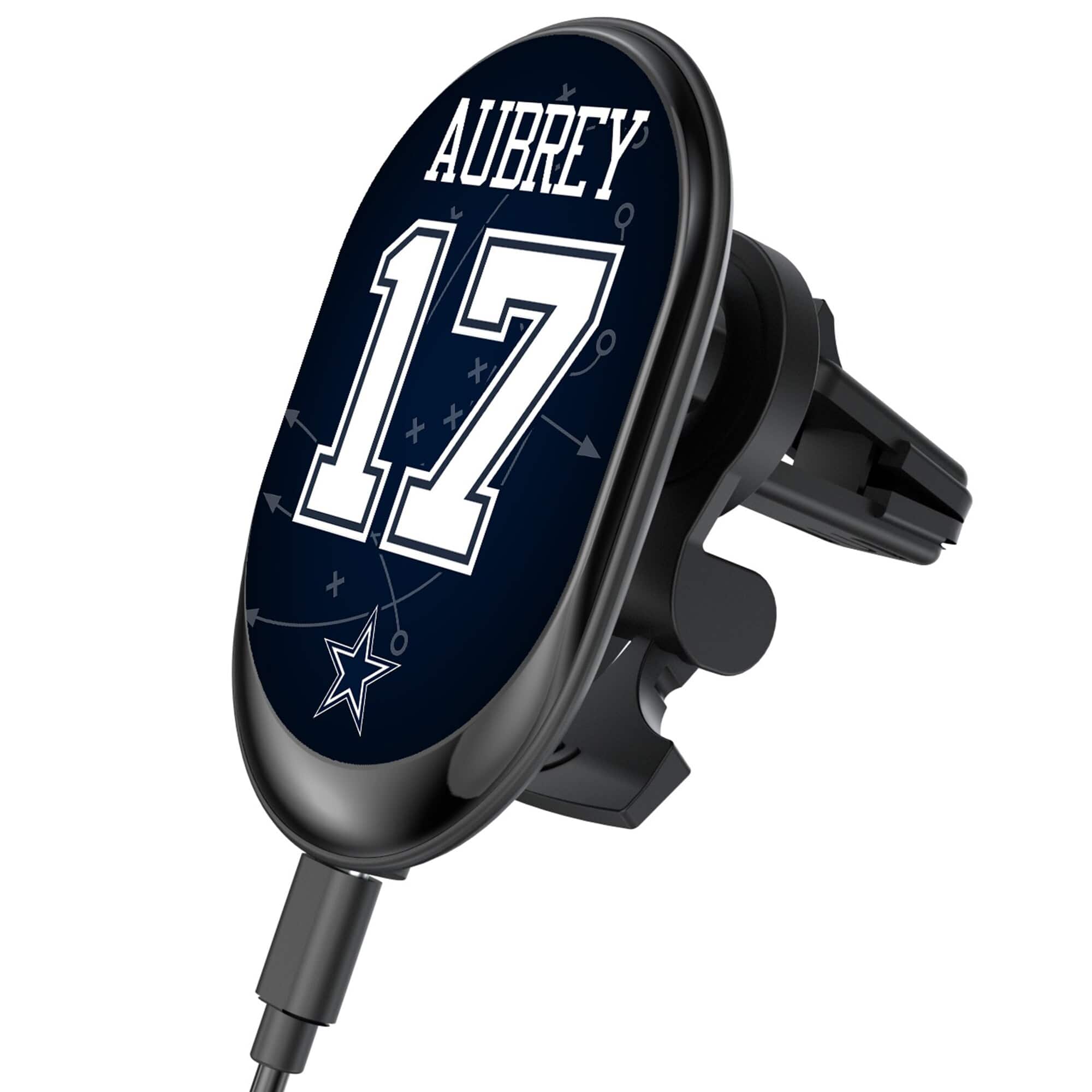 Keyscaper - Brandon Aubrey Dallas Cowboys Wireless Magnetic Car Charger - Black