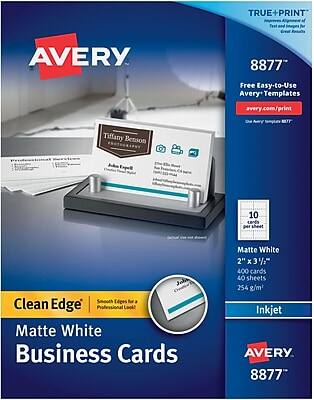 Avery - Clean Edge Business Cards, 2" x 3 1/2", Matte 400 Per Pack - White