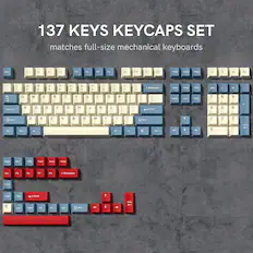 137 KEYS KEYCAPS SET matches full-size mechanical keyboards
Esc F1 F2 F3 F4 F5 F6 F7 F8 F9 F10 F11 F12 Print Scroll Pause Cal
0 - I 1 2 3 4 5 6 7 8 9 0 - . Backspace Insert Home PgUp Num / * - + T - Capi Lara Q W E R T Y U I O P : : I I 1 - I : I I Enter Delete PgDn 7 4 8 5 9 6 4 SI W Z X C V B N M A > AHl 7 / Fn INn Chr
1 0 2 3 EaE a Delete EM Pp Priet Scnes Pause Ess FS F6 F7 FB Backspace Punp Patl D Ester t En D All Fe IH S Euas t