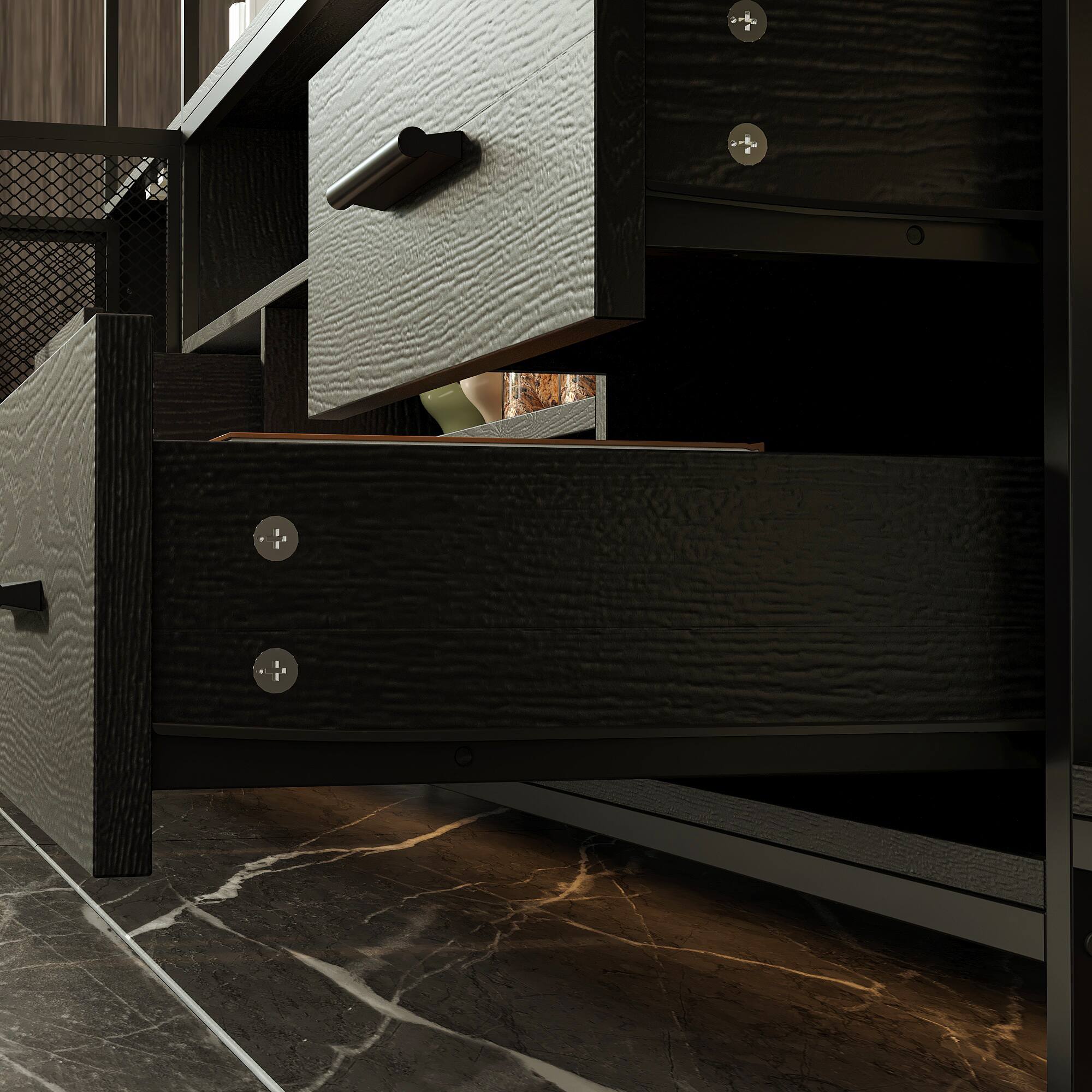 Alt View 5. Famapy - Famapy TV Stand with Wooden Base & Metal Frame Fits Up to 60 - Inch TVs - Black.