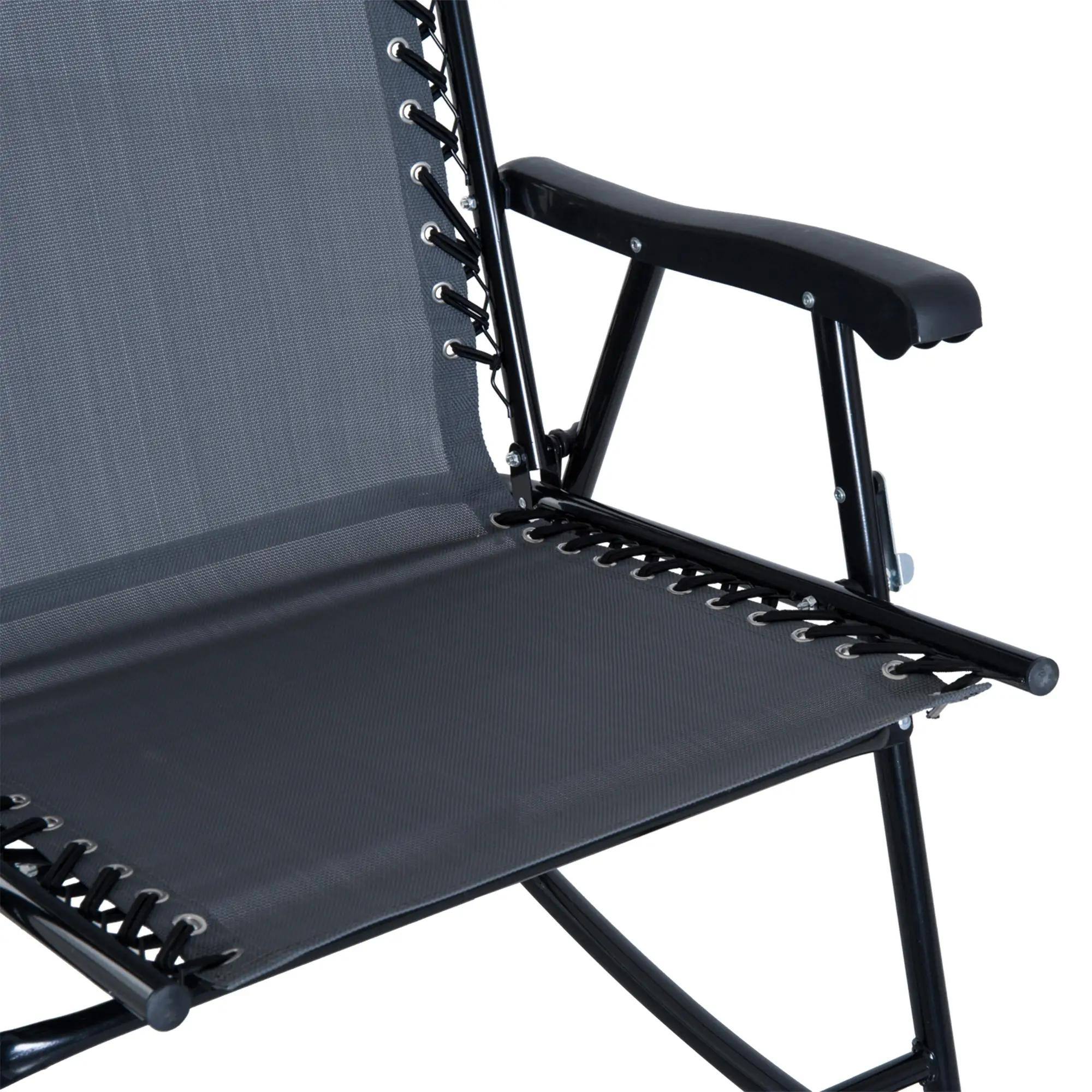 Alt View 6. Resenkos - Resenkos Outdoor Folding Rocking Chair Patio Table Seating Set, 2 Rocking Chairs, 1 Side Table, Fabric, Gray - Gray.