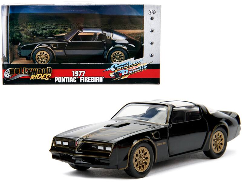 1977 Pontiac Firebird Black "Smokey and the Bandit" (1977) Movie "Hollywood Rides" Series 1/32 Diecast Model Car by Jada - Black/Gold