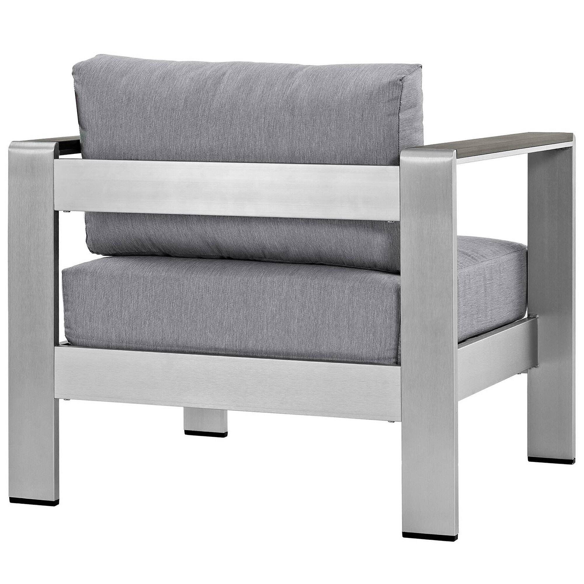 Back. Modway - Shore Outdoor Patio Aluminum Armchair by Modway - Silver Gray.