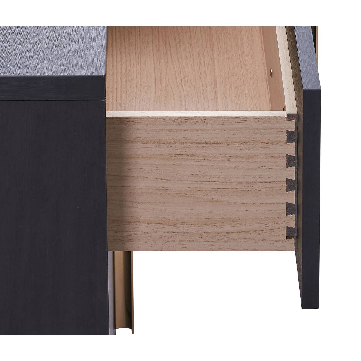 Alt View 7. Loheer - Loheer Black Two Drawer Nightstand with Gold Accents for Modern Bedrooms - Black.