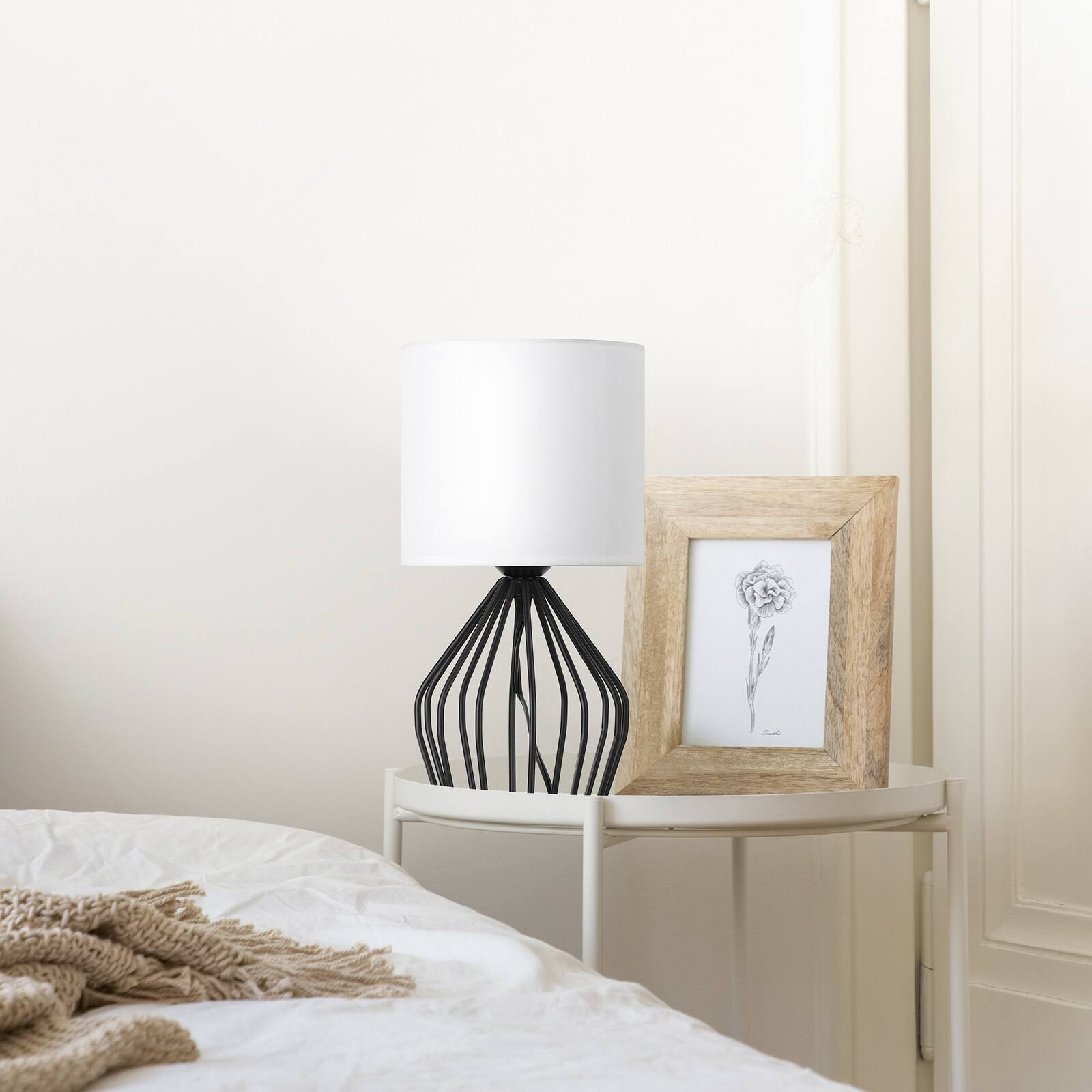 Alt View 1. Oumilen - Industrial Bedside Table Lamp Living Room Lounge Light Geometric Nightstand Lamp.