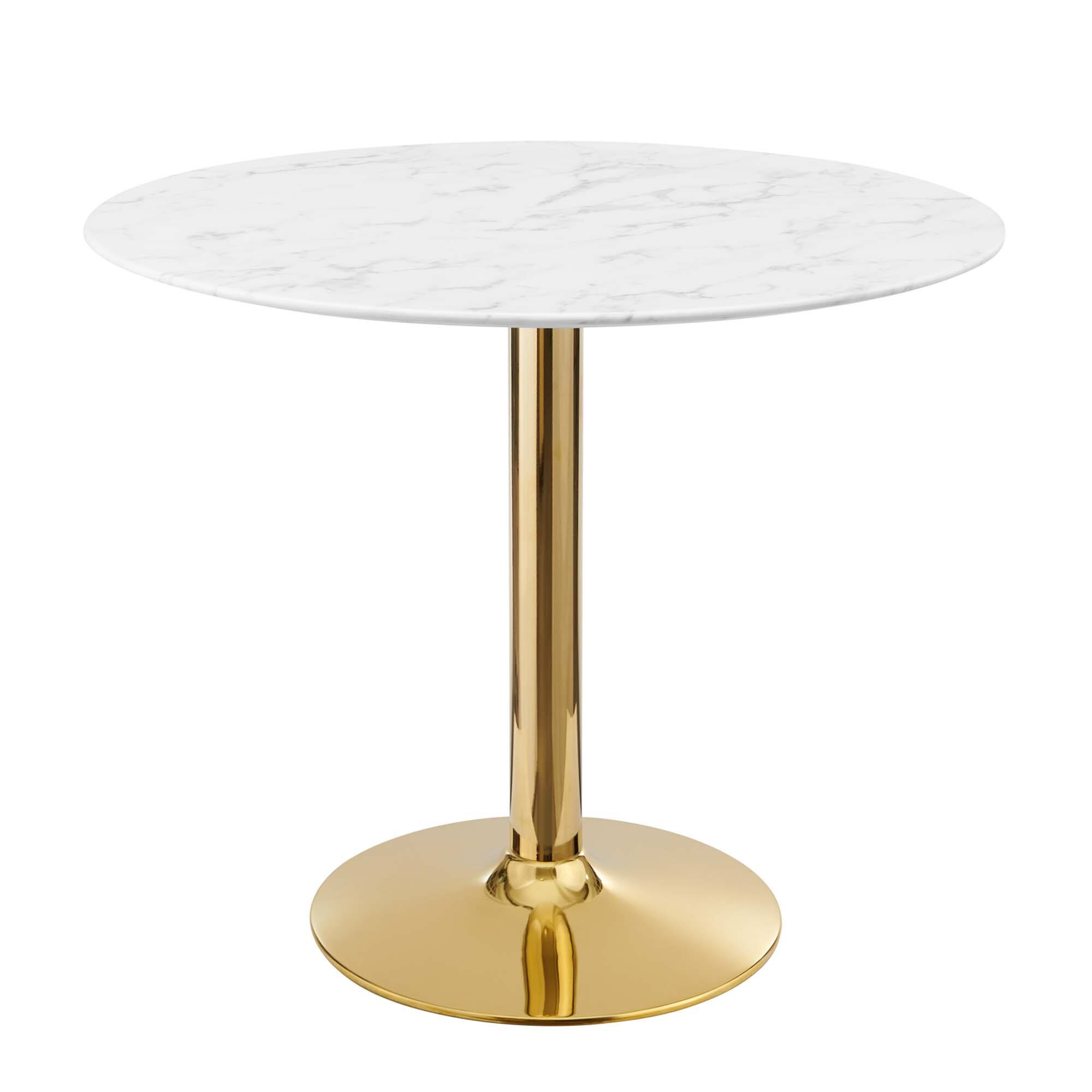 Angle. Modway - Verne 35" Artificial Marble Dining Table by Modway - Gold White.