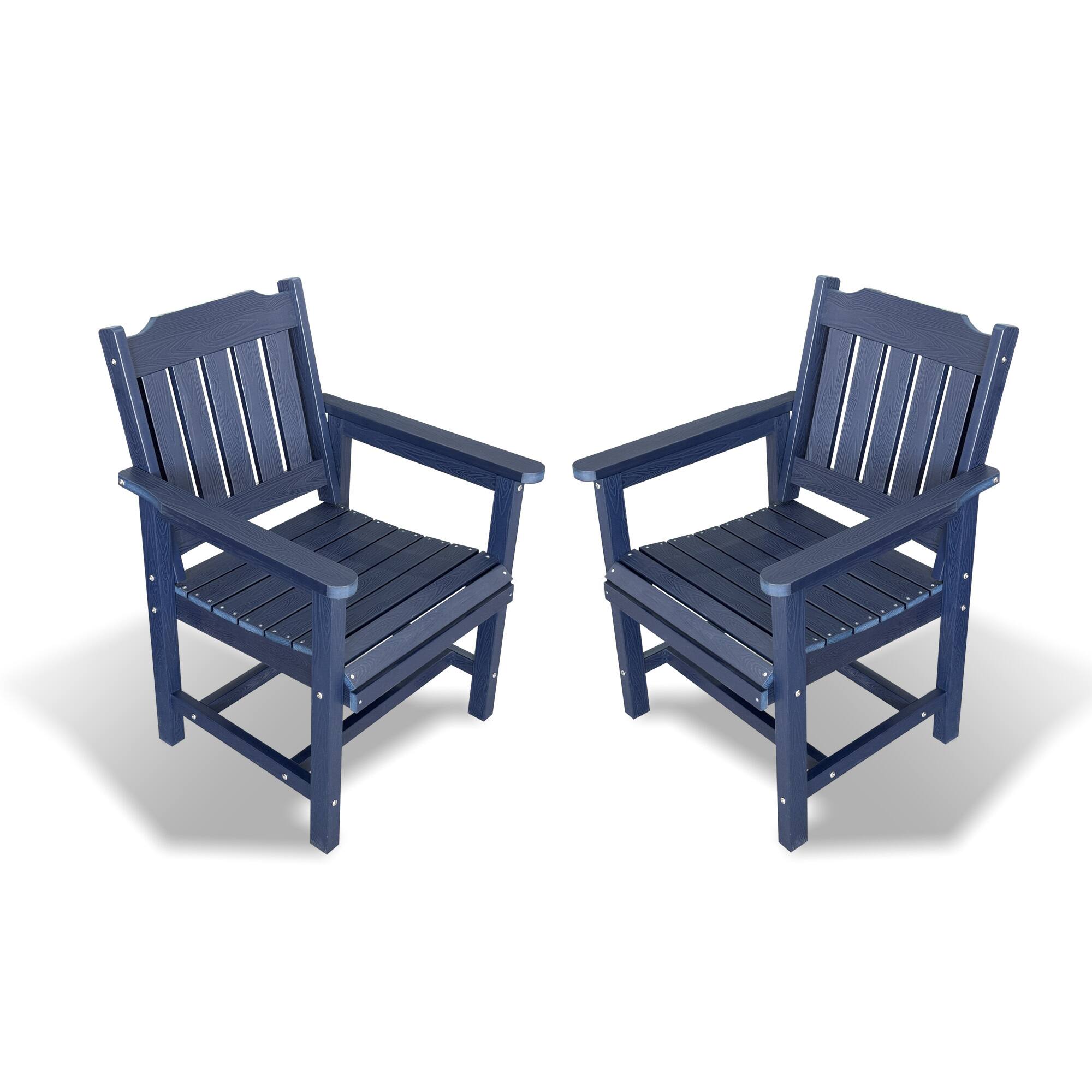 Front. Fortune Candy - Poly Lumber Patio Dining Chair Set of Two, HIPS Outdoor Ladder Back Chair, Weather Resistant (Navy Blue, 2 Piece) - Navy Blue.