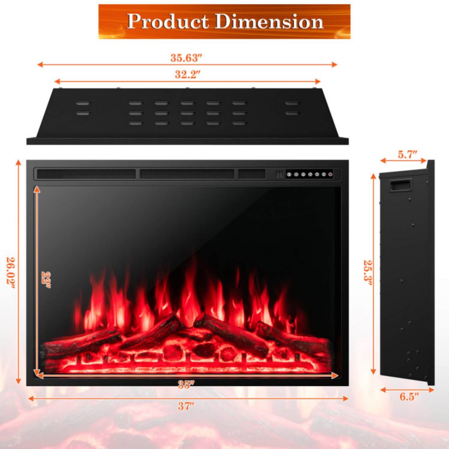 Product Dimension  
35.63" x 32.2" x 5.7"  
26.02" x 22" x 25.3"  
37" x 6.5"