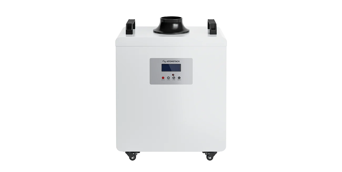 Front. AtomStack - D4 Desktop Air Purifier Compatible with laser engravers, including AtomStack Kraft and Hurricane. - White.