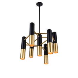 CWI Lighting - Anem 7 Light Down Chandelier With Finish - Matte Black & Satin Gold