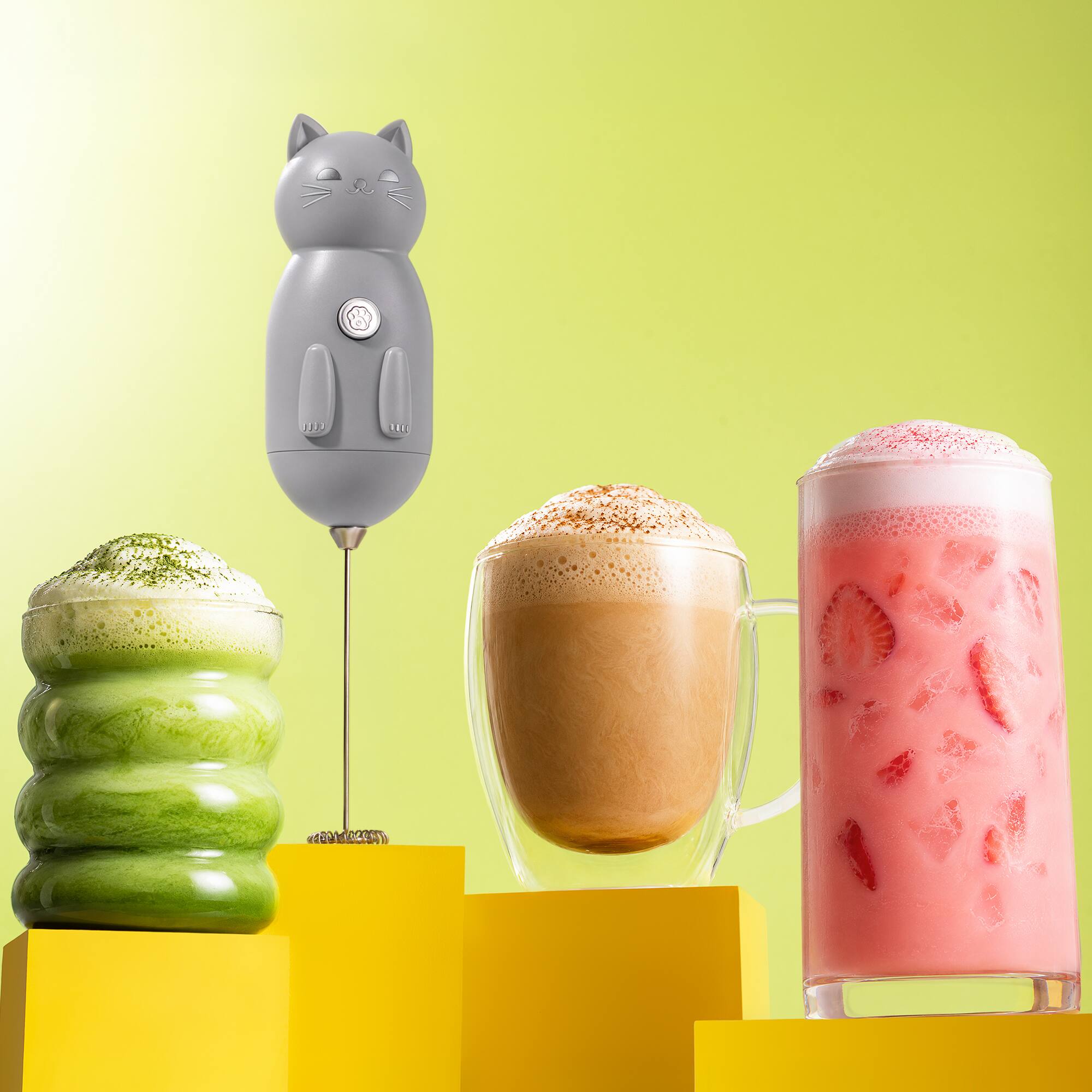Alt View 2. Zulay Kitchen - Zulay Kitchen Zuki Cat Frother with Fun Stickers Included - Gray.