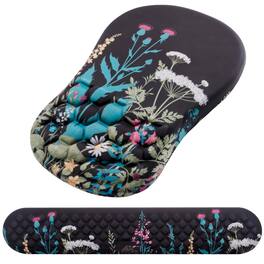 Earthley Blooms - Mouse Pad Wrist Support 2 In1 Rest Non-slip Rest For Computer Made Easy Typing & Painwhite - Flower