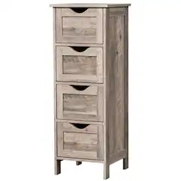 Winado - Wooden Floor Freestanding 4 Drawers Dresser Bedroom Cabinet Free Standing Organizer Bathroom Storage Organizer Rack - Wash Grey
