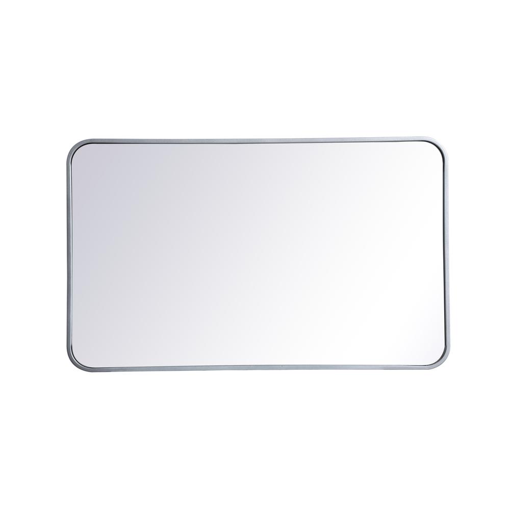 Back. Elegant Decor - Soft corner metal rectangular mirror 22x36 inch in Silver - Silver.