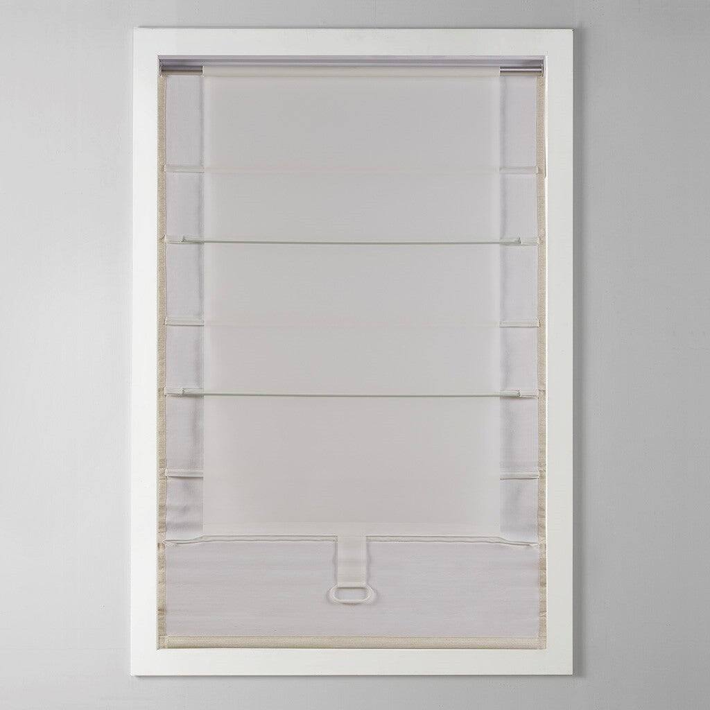 Alt View 2. BreeBe - Printed Faux Silk Room Darkening Cordless Roman Shade - Taupe.