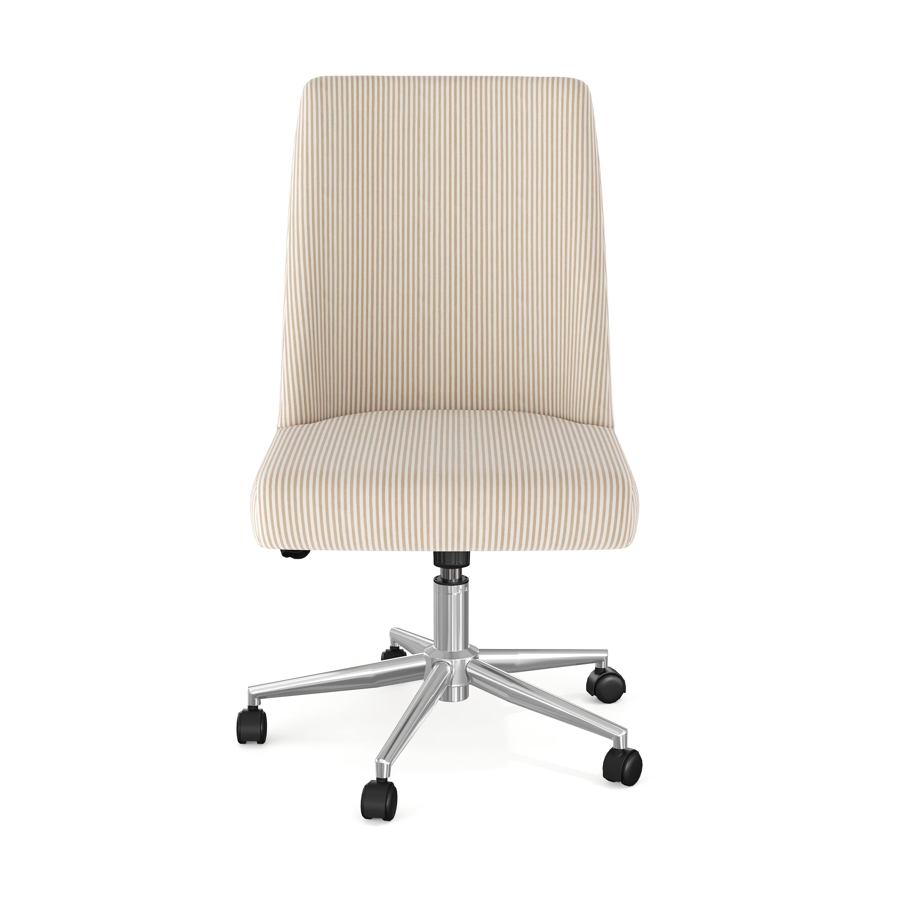 Alt View 10. Martha Stewart - Maeve Upholstered Height Adjustable Swivel Home Office Chair - Beige Stripe Fabric/Polished Nickel Frame.