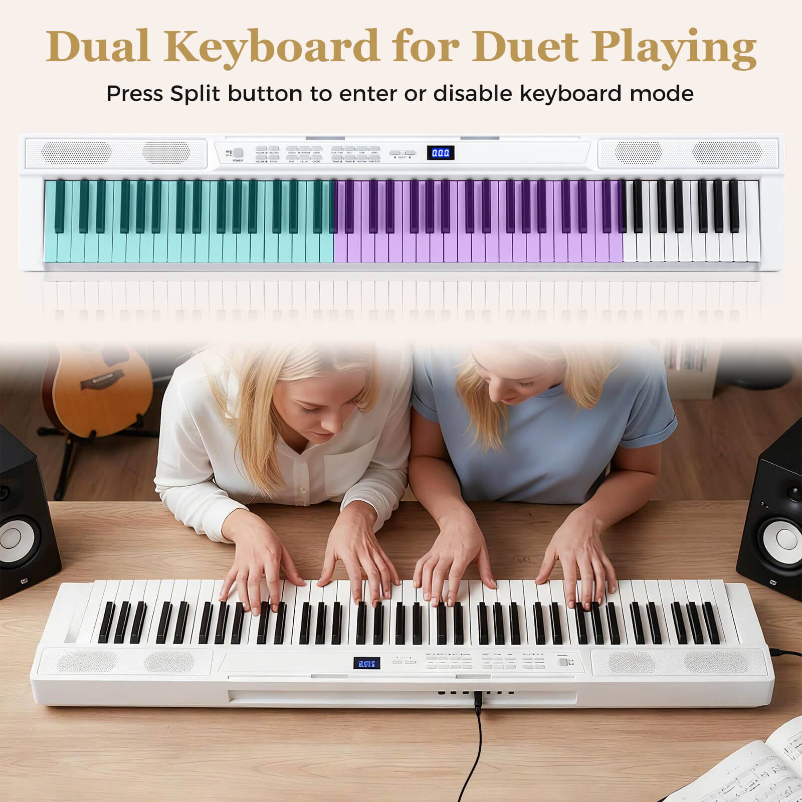 Dual Keyboard for Duet Playing  
Press Split button to enter or disable keyboard mode