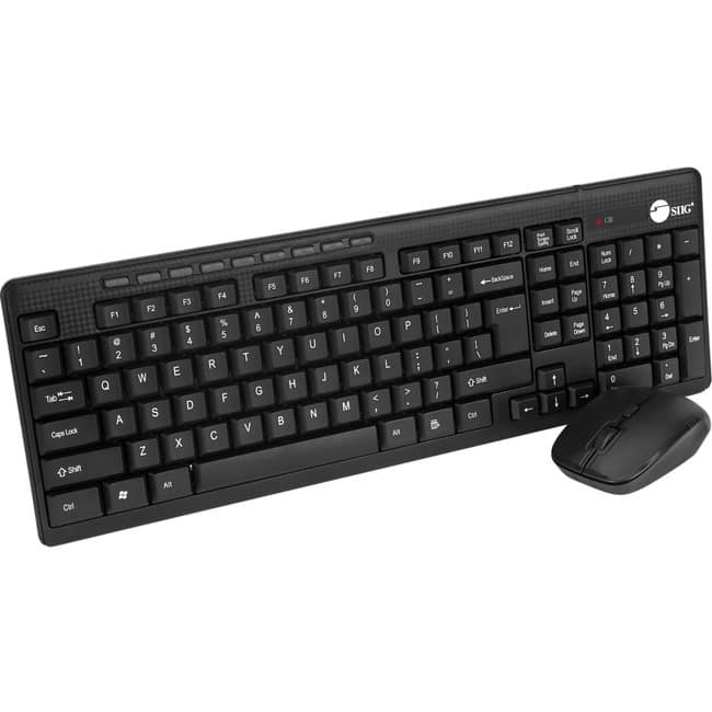 SIIG Inc - SIIG Wireless Extra-Duo Keyboard & Mouse - USB 2.0 Wireless RF - 102 Key - Black - USB 2.0 Wireless RF - Optical - 1600 - Unknown