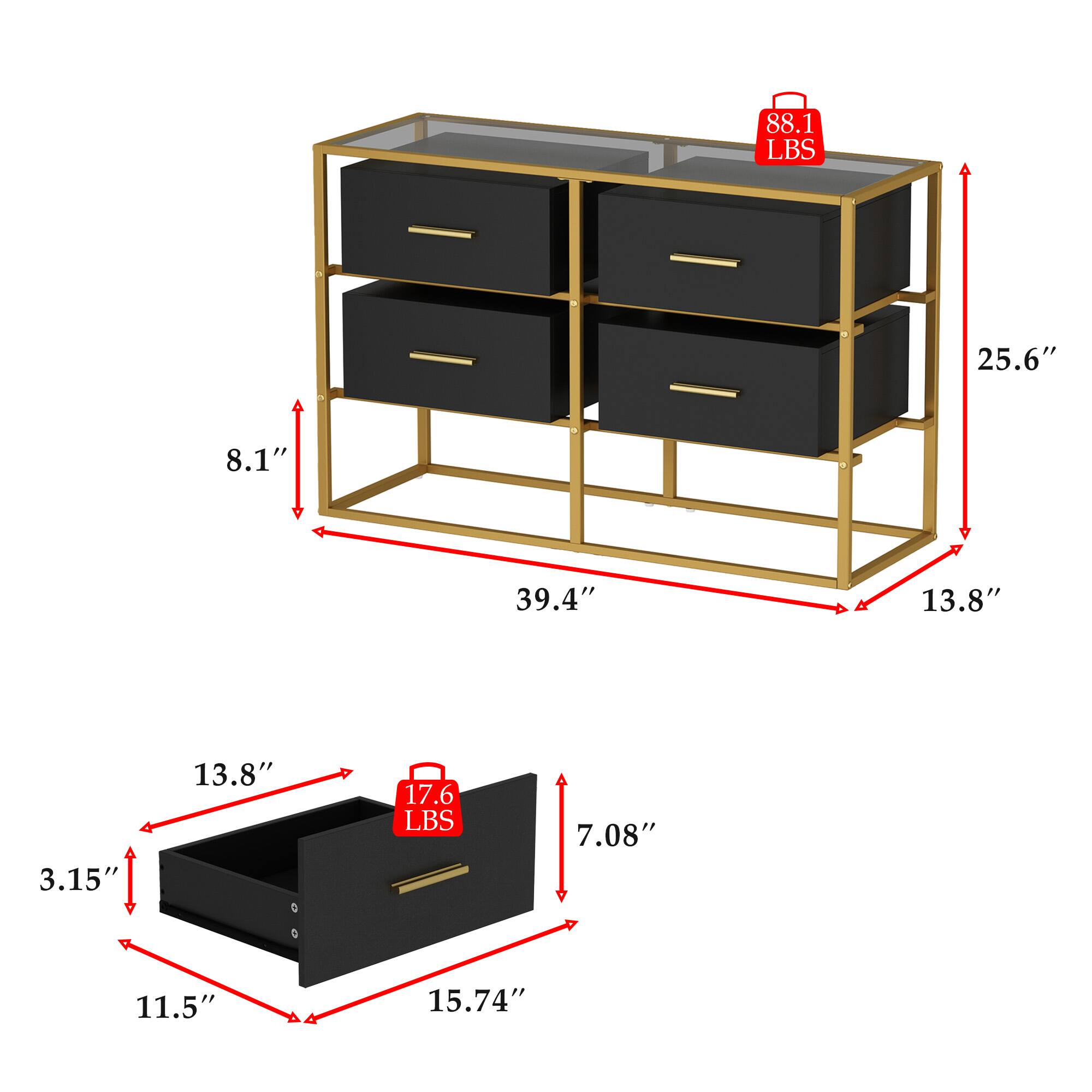 88.1 LBS, 25.6", 8.1", 39.4", 13.8", 17.6 LBS, 7.08", 11.5", 15.74"