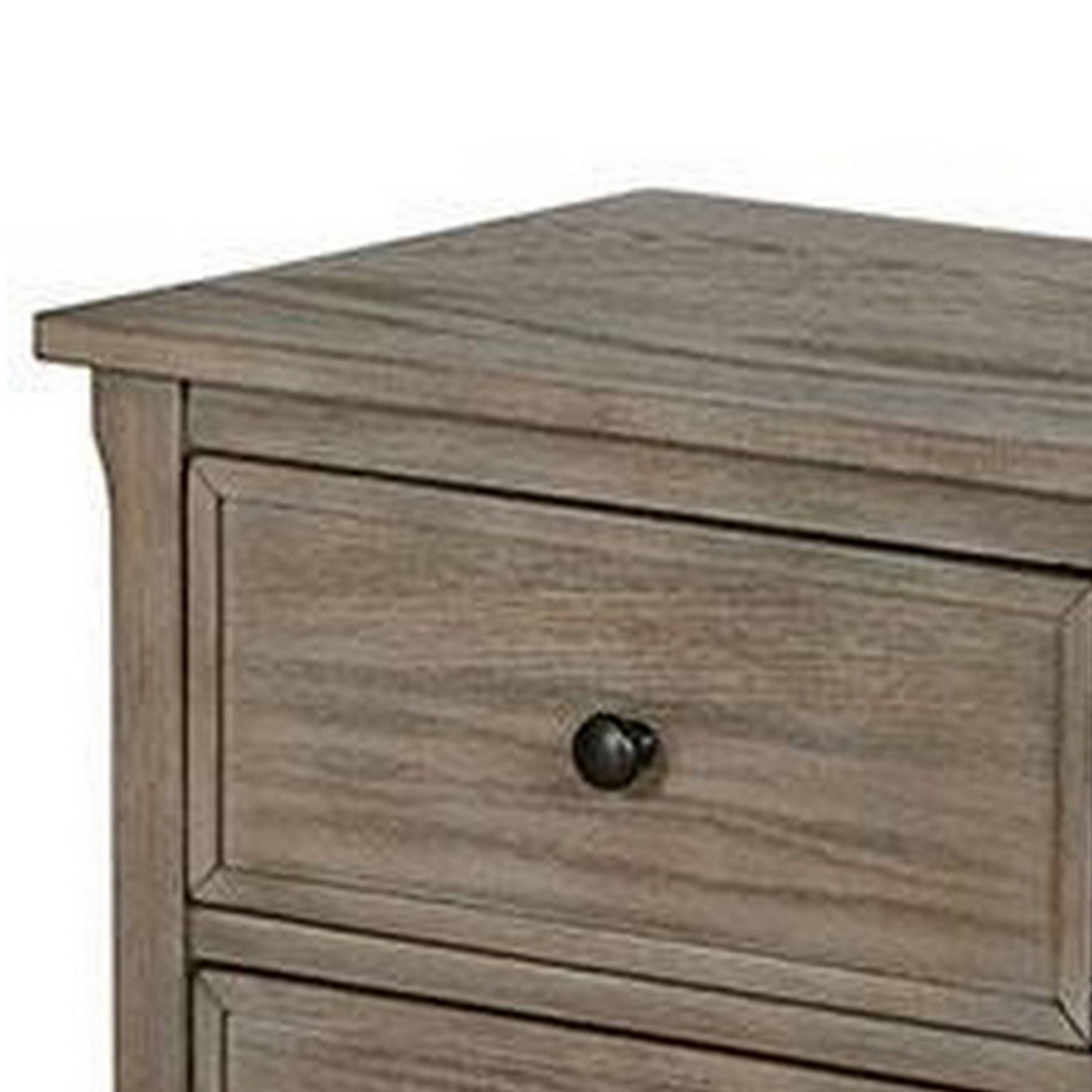Alt View 1. Manhattan Lane - 2 Drawer Wooden Nightstand with Round Knobs - Gray.