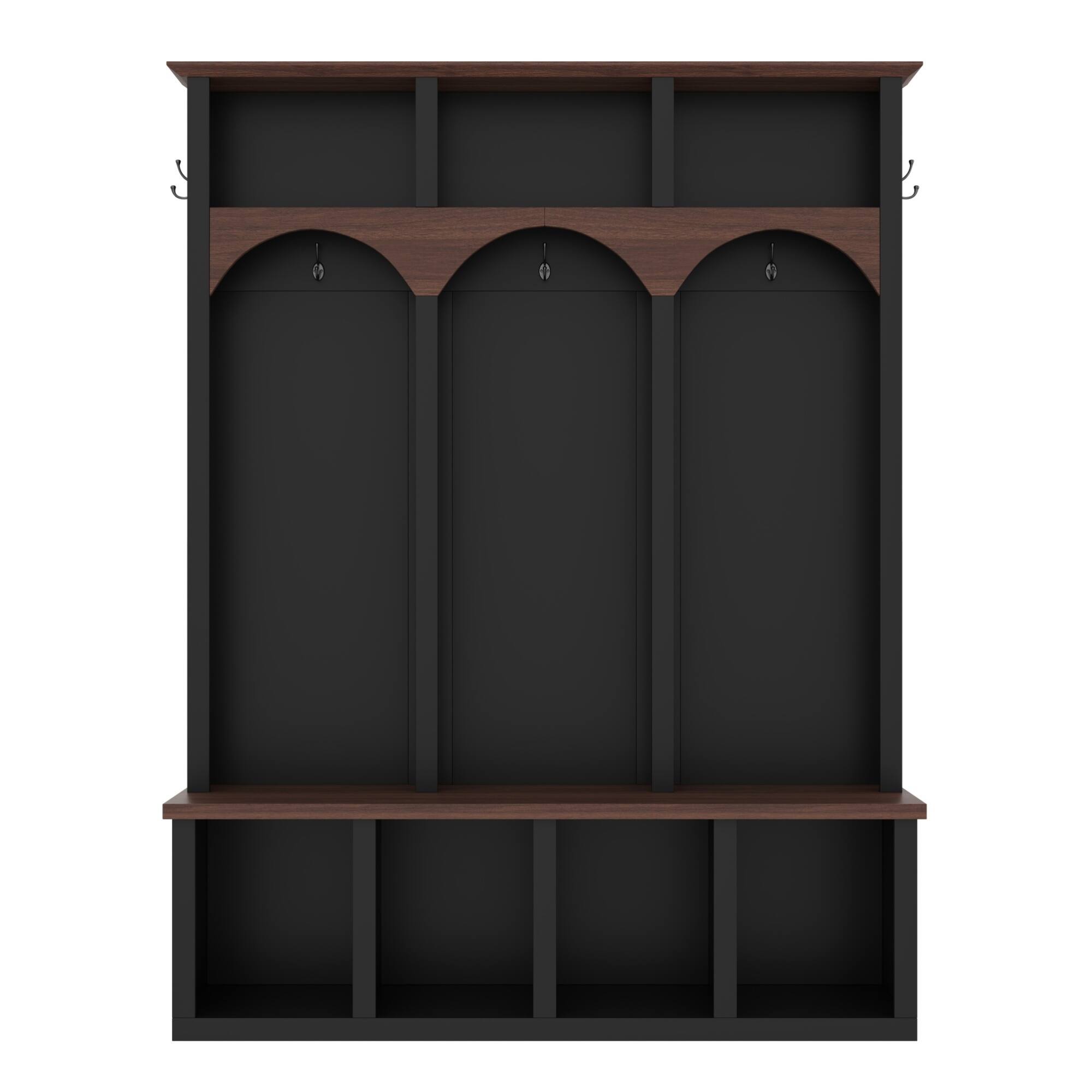 Alt View 5. GOODSILO - Elegant Farmhouse Entryway Hall Tree with Storage Bench and Multiple Hooks for Organized Living Spaces - Black.