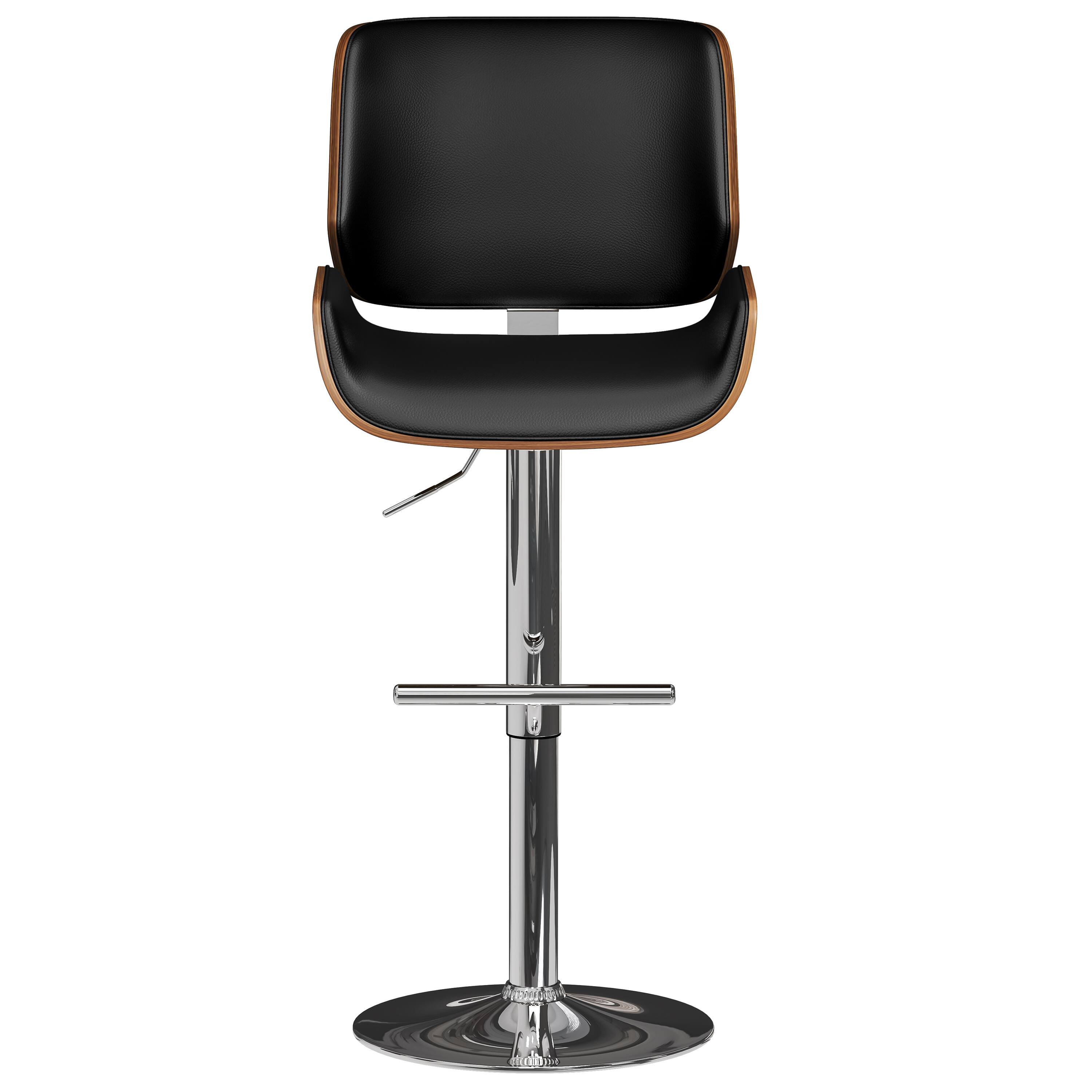 Left. Simpli Home - Dixie Mid Century Modern 16 inch Adjustable Swivel Bar Stool in Black Vegan Faux Leather - Black.