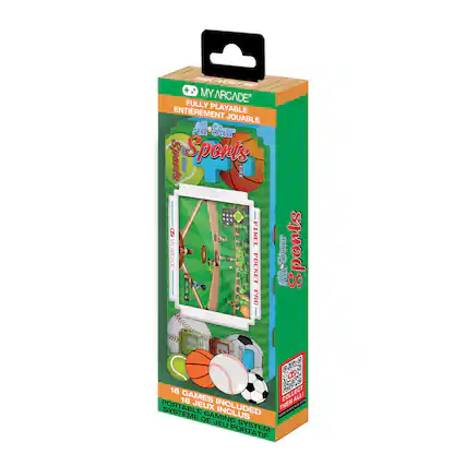 Sure, here is the corrected and grouped text from the image:
---
**MY ARCADE**
**FULLY PLAYABLE ENTIREMENT JOUABLE**
**All Star Sports**
**18 GAMES INCLUDED**
**18 JEUX INCLUS**
**PORTABLE SYSTEME DE JEU**
**PORTABLE GAMING SYSTEM**
**18 GAMES INCLUDED**
**18 JEUX INCLUS**
**PORTABLE SYSTEME DE JEU**
**PORTABLE GAMING SYSTEM**
**COLLECT THEM ALL!**
**MY ARCADE**
**POCKET PRO**
**MY ARCADE**
**POCKET PRO**
**MY ARCADE**
**POCKET PRO**
**MY ARCADE**
**POCKET PRO**
**MY ARCADE**
**POCKET PRO**
**MY ARCADE**
**POCKET PRO**
**MY ARCADE**
**POCKET PRO**
**MY ARCADE**
**POCKET PRO**
**MY ARCADE**
**POCKET PRO**
**MY ARCADE**
**POCKET PRO**
**MY ARCADE**
**POCKET PRO**
**MY ARCADE**
**POCKET PRO**
**MY ARCADE**
**POCKET PRO**
**MY ARCADE**
**POCKET PRO**
**MY ARCADE**
**POCKET PRO**
** - T (Teen 13+)