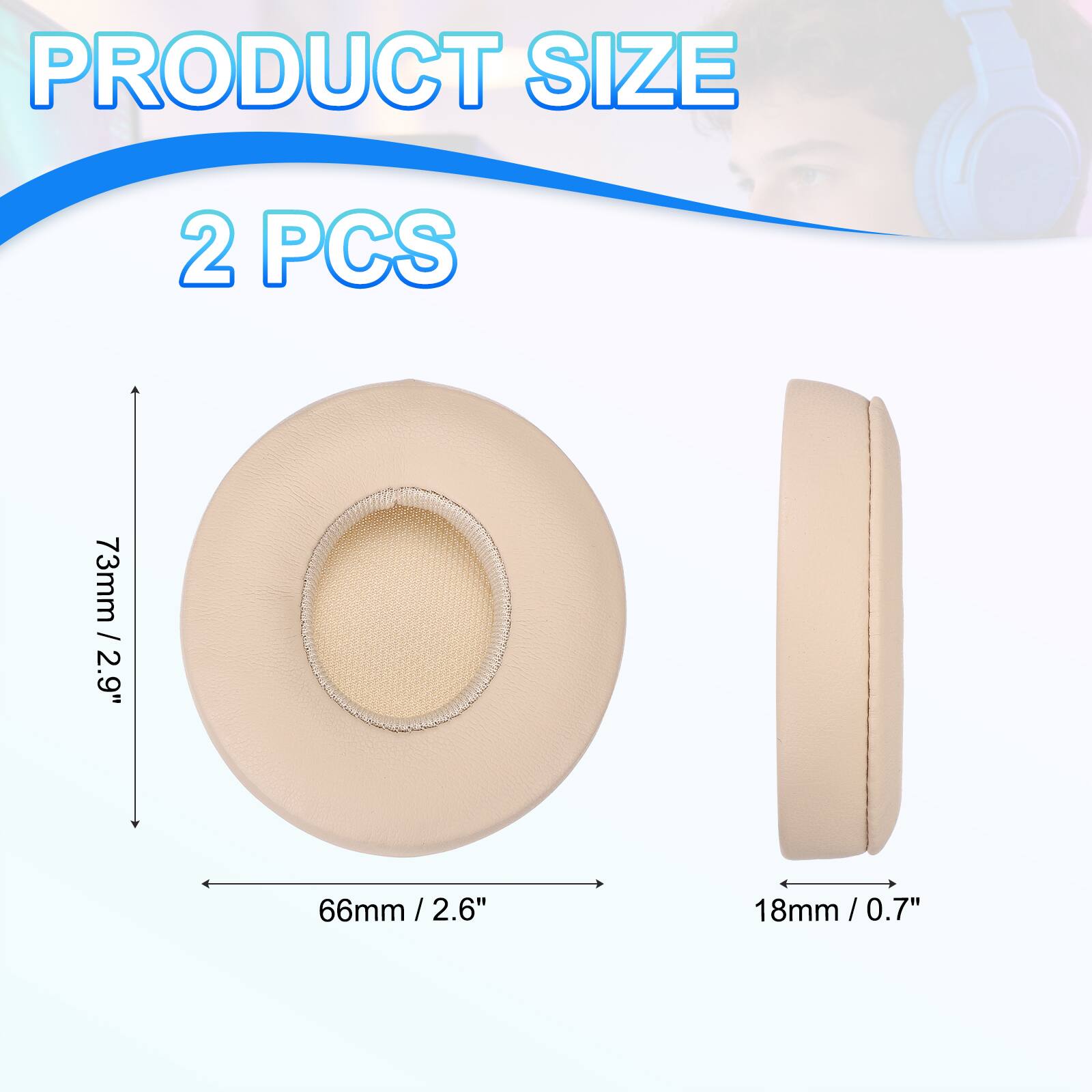 PRODUCT SIZE  
2 PCS  
73mm / 2.9"  
66mm / 2.6"  
18mm / 0.7"