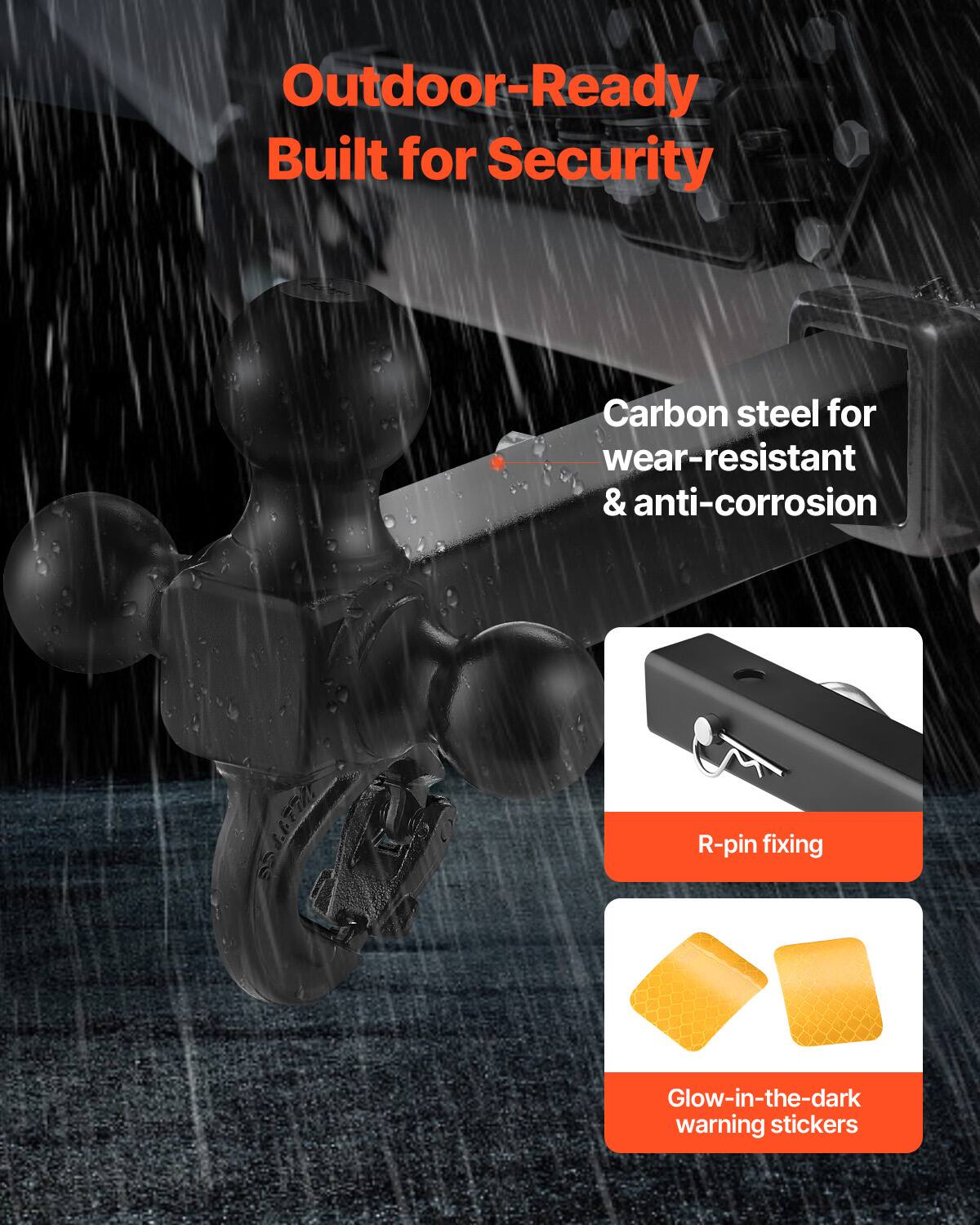 Outdoor-Ready  
Built for Security  

Carbon steel for wear-resistant & anti-corrosion  

R-pin fixing  

Glow-in-the-dark warning stickers