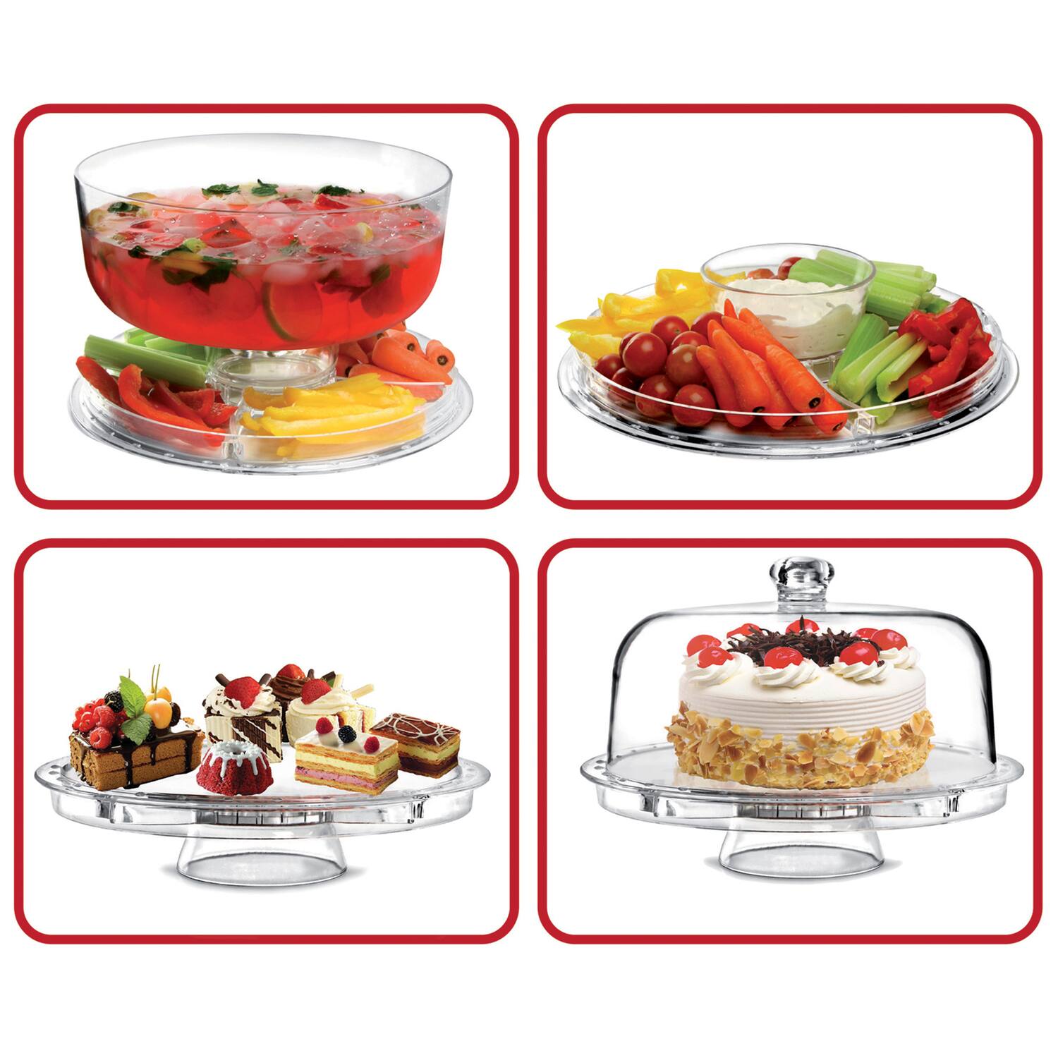Angle. FridgeMate - 4-in-1 Multifunction Clear Acrylic Serving Set - Clear.