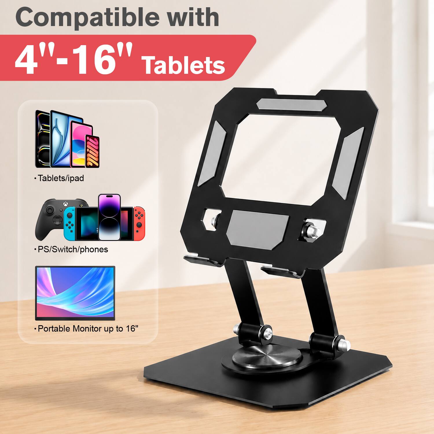 Vena For iPad Stand Tablet Stand for Desk, Bi Fold Stand for iPad