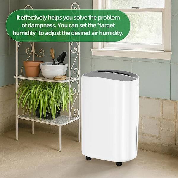 It effectively helps you solve the problem of dampness. You can set the "target humidity" to adjust the desired air humidity.