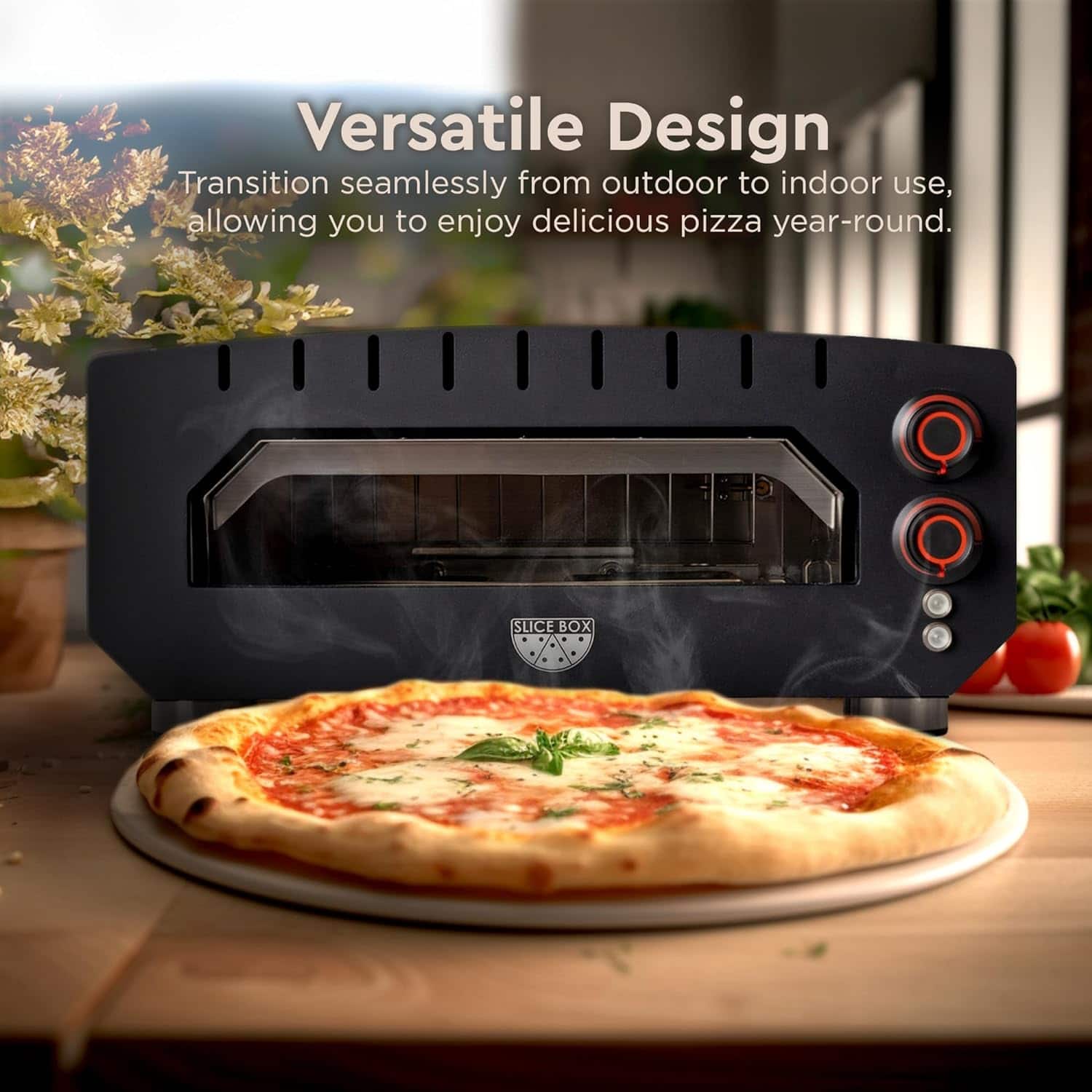 Fire Sense Slice Box OutdoorIndoor Electric Pizza Oven Black 64900