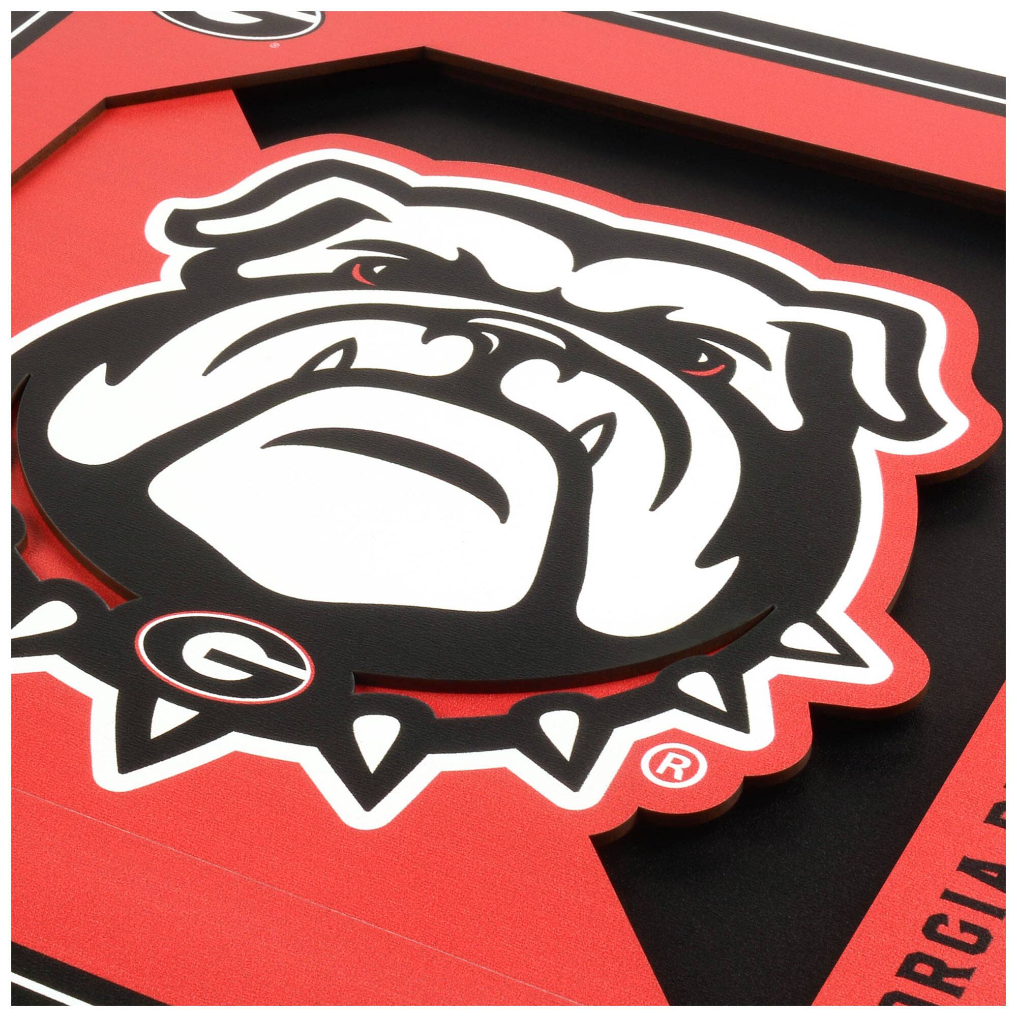 Alt View 1. YouTheFan - Georgia Bulldogs 12'' x 12'' 3D Logo Wall Art - Multicolor.