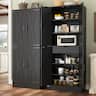 Aheaplus - 71'' Tall Farmhouse Pantry Storage Cabinet with 4 Barn Doors and Drawer, Cupboard with Adjustable Shelves - Black