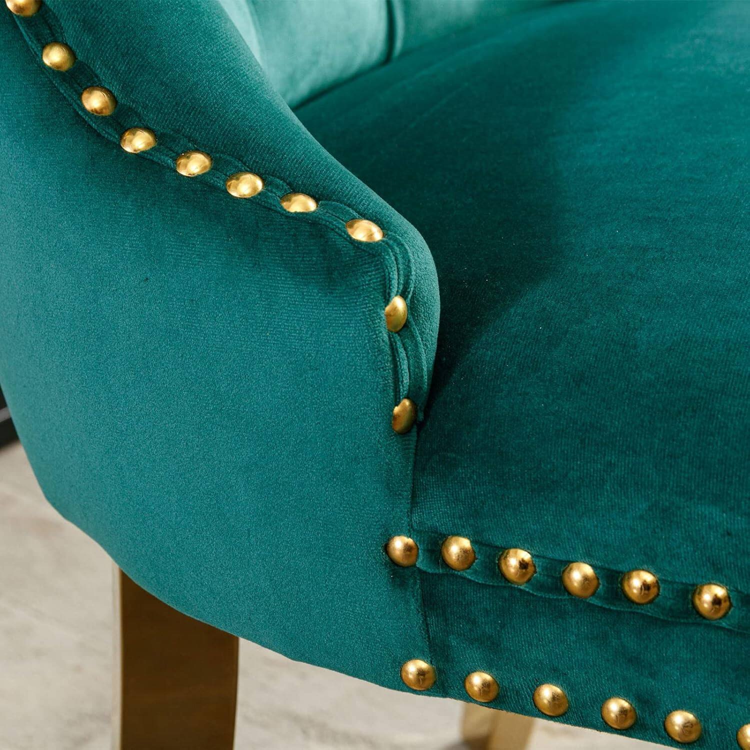 Alt View 4. Trinkets Crazed - Velvet Dining Chair Set of 2 Upholstered Tufted Dining Room Chair with Nailhead Trim - green-gold.